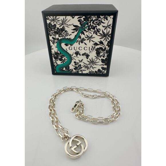 GUCCI Interlocking GG Necklace 20" with Green Snake Box & Dust Bag - Picture 16 of 16